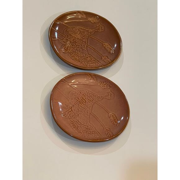 Threshold 6" stoneware turkey dessert appetizer plate brown rust fall set of 2 - Picture 3 of 6